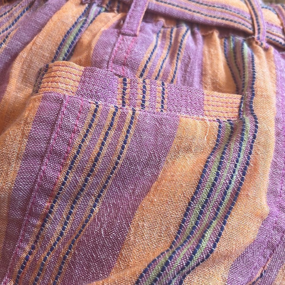 Free People SUNGAZE Women's Pink and Orange Shorts Yarn Tie Shorts - Picture 3 of 5